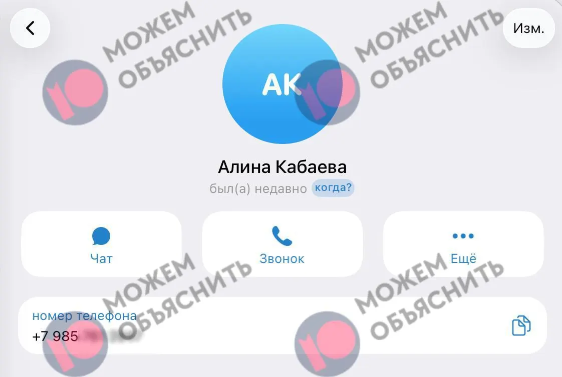 Расследование указывает на связь номера с Алиной Кабаевой и ее окружением на фоне ужесточения контроля над Telegram в России.
