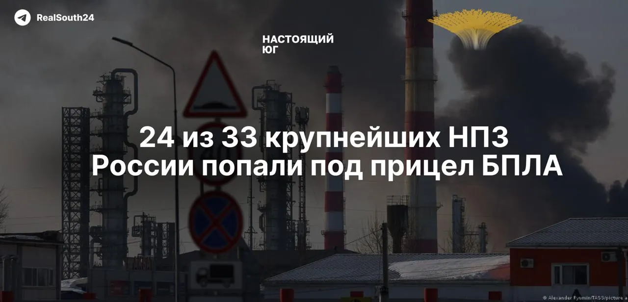 С начала полномасштабной войны по российским НПЗ нанесено не менее 158 ударов; по оценкам аналитиков выведена четверть перерабатывающих мощностей, переработка откатилась к уровню 2009 года. Рязанский и Саратовский НПЗ — лидеры по числу атак, работники портов требуют повышения оплаты труда.