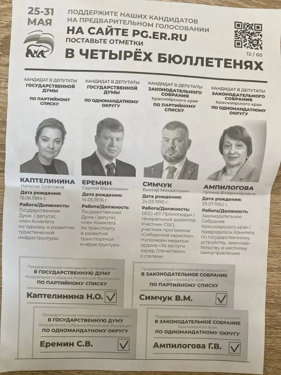 В Назаровском муниципальном округе Красноярского края коммерческим предприятиям рассылают требования голосовать на праймериз «ЕР». В списках фигурирует Виктор Симчук, которого называют участником СВО и бывшим бойцом ЧВК.