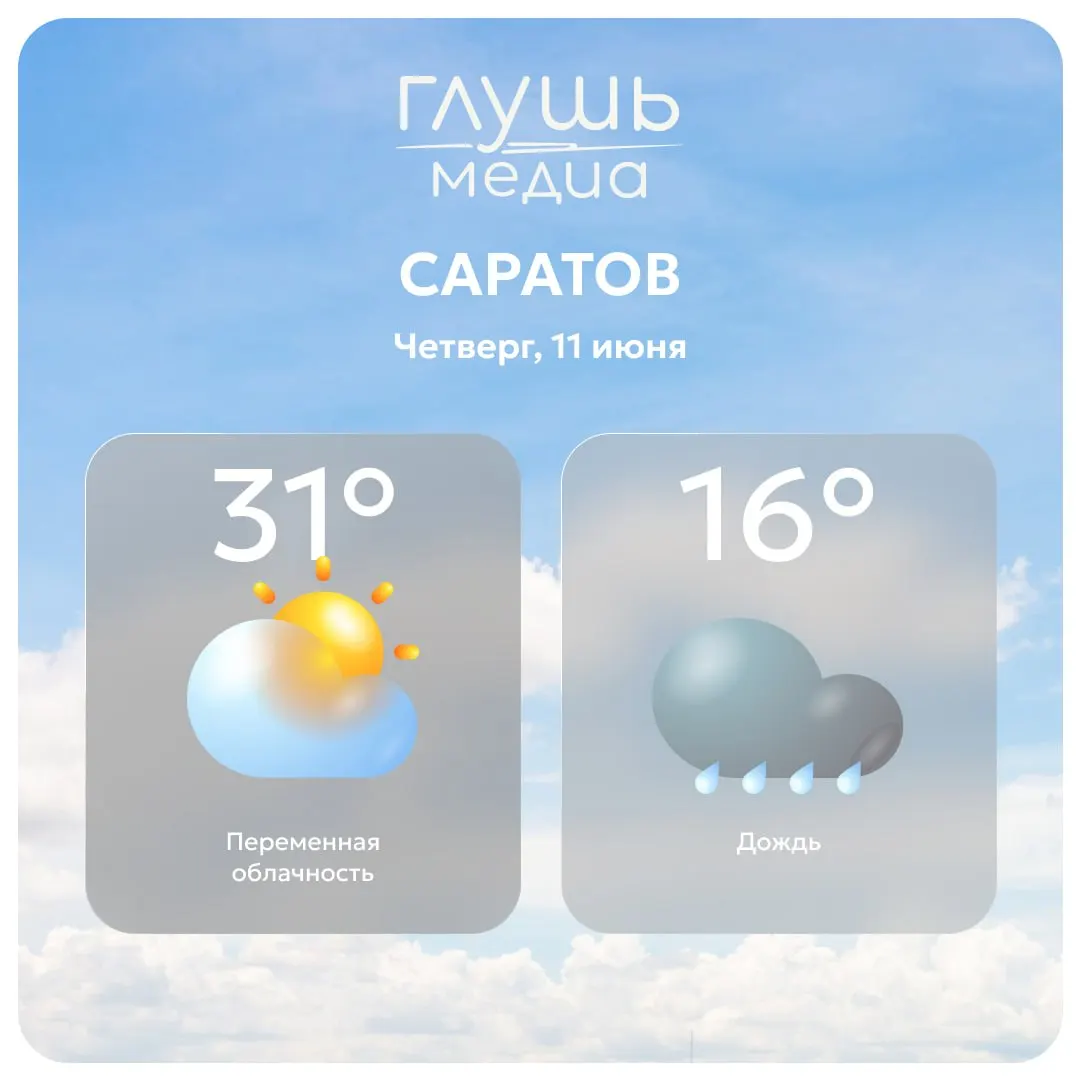 Днём в Саратове прогнозируют переменную облачность; существенных осадков не предвидится.