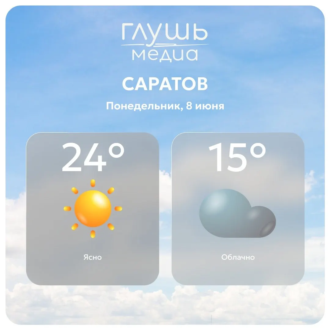 Днём в Саратове ожидается малооблачная погода, существенных осадков не предвидится.