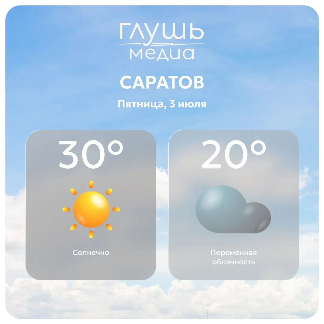 Краткий прогноз: днем в Саратове ожидается ясная погода, существенных осадков не предполагается.